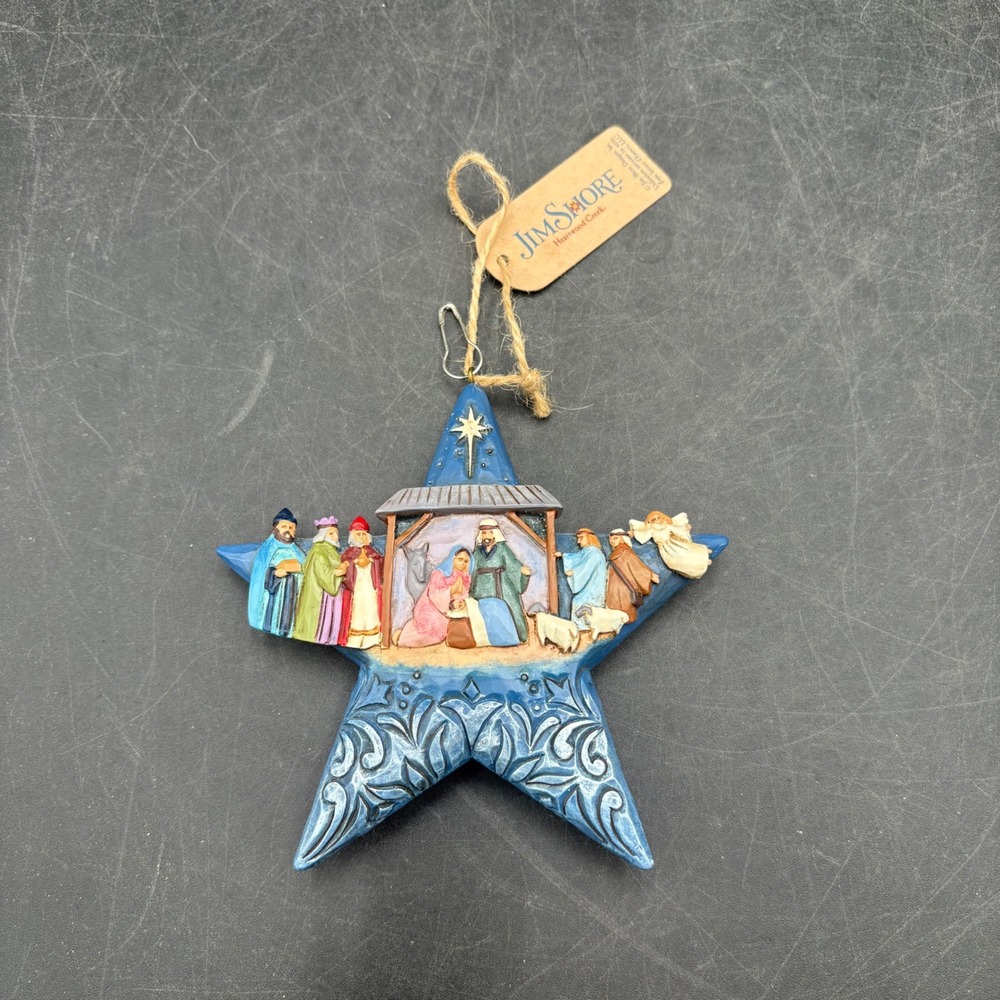 Jim Shore Heartwood Creek Nativity Star Ornament Blue Folk Art Christmas Holiday